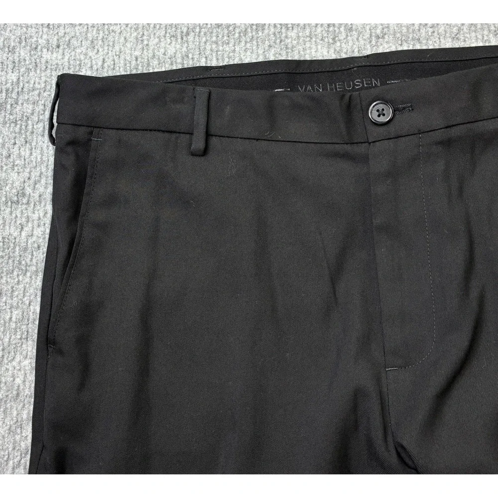 Van Heusen Mens Dress Pants 34x34 Black Straight Fit Stretch Flat Front 505M131